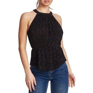 1.State Women's Sleeveless Pleated Halter Tank In Dot Print Size S $119